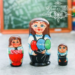 Matryoshka "September 1" 3 dolls