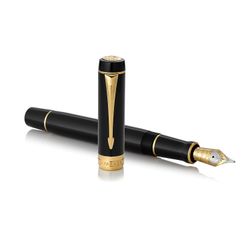Fountain pen PARKER "Duofold Centennial Black GT Classic" case, black-plated details, black