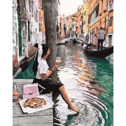 Опт-картина / Paint by number 40x50 Breakfast in Venice