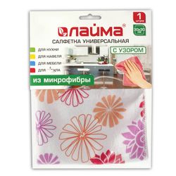 ЛАЙМА / Universal napkin, microfiber with a pattern (flowers), 30x30 cm