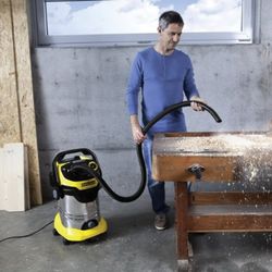 Vacuum cleaner KARCHER WD 6 P Premium, with dust bag, 1300 watt, socket, blow moulding, container stainless steel