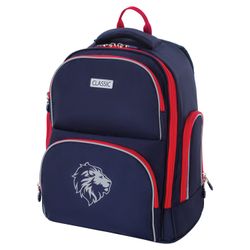 Backpack BRAUBERG CLASSIC, light frame, premium material, Lion, blue, 37x32x21 cm