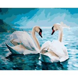 Опт-картина / Painting by numbers 40x50 White swans