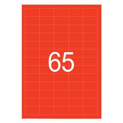 38х21 label, self-adhesive,2 mm, 65 labels, Nuovo-red, 65 g/m2, 50 sheets, STAFF