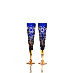 Гусевской Хрустальный завод / Set of crystal glasses "Knight" amber blue 2 pieces