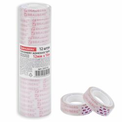 Nastri adesivi 12 mm х 10 m Cancelleria BRAUBERG, set di 12 pz., Trasparente