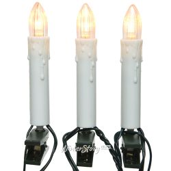 Kaemingk / LED guirlanda Melted Candles 16 lâmpadas facetadas com clipes de 6 m, PVC verde, IP44
