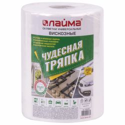 ЛАЙМА / Universal napkins in a roll 200 pcs. WONDERFUL RAG, 20x22 cm, viscose, 45 g / m2, white