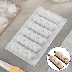 Доляна / Doliana / Bubble dish for mousse desserts and pastries, 29.5 × 17.1 cm, white