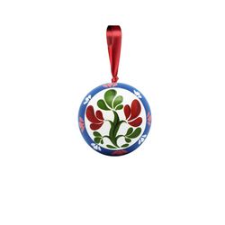 Волховская роспись / Volkhov painting / Pendant decoration "Small ball" "Tree of life", blue background