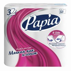 PAPIA / Toilet paper, 3-ply (32x16.8 m), white, 32 pcs.