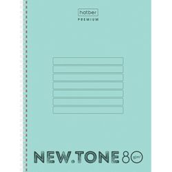 HATBER / Notebook A4 80 sh. Premium comb, cage, plastic cover, "NEWtone PASTEL Mint" / 8 pcs.