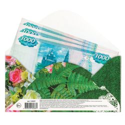 BRAUBERG / Money envelope "Happy Birthday", 166x82 mm, sparkles, bouquet