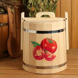 Добропаровъ / Lindenwanne, 10L, Edelstahlreifen, mit Deckel mit UV-Aufdruck "Tomaten"