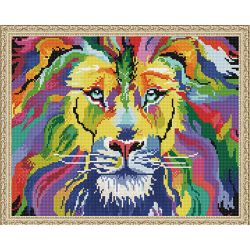 Опт-картина / Diamond mosaic 40x50, round rhinestones Rainbow lion