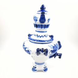 Samovar with teapot, souvenir gzhel, 20 cm