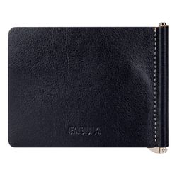Clip FABULA "Kansas", genuine leather, stitching, embossing, 105х86 mm, black