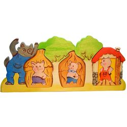 Puzzle "Three little pigs" - colorful educational toy (handmade)