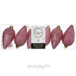 Kaemingk / Christmas tree toy Pine cone Alto - Pink Velvet 8 cm, 6 pcs, plastic, pendant