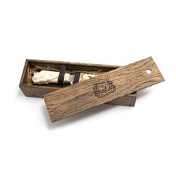 Designer knife Boar made of damask steel, with a carved handle and a case made of genuine leather