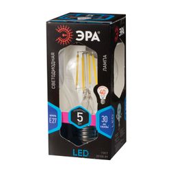 ЭРА / LED lamp 5 (40) W, E27 base, pear-shaped, cold white light, 30,000 hours, F-LED А60-5w-840-E27