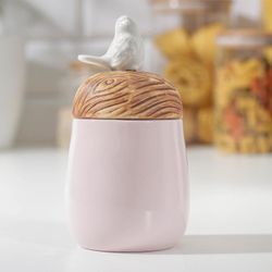 Доляна / Doliana / Bank for bulk products "Solovushka", 7.5 × 15.5 cm, color pink