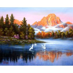 Опт-картина / Painting by numbers 40x50 Morning on the lake