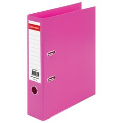 Đăng ký BRAUBERG "EXTRA", 75 mm, màu hồng, vỏ nhựa hai mặt, góc kim loại