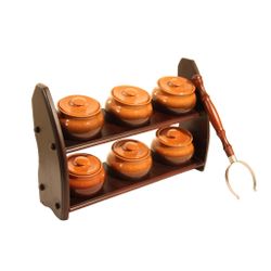 Вятская керамика / Set-2, of 6 pots, 0.5L with a grab, on a shelf