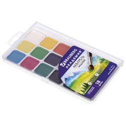 Watercolor BRAUBERG "ACADEMY" 18 flowers, honey, square cuvettes, plastic pencil case