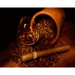 Опт-картина / Painting by numbers 40x50 Coffee and cigar