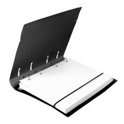 BRAUBERG / Cuaderno sobre anillas A5 (175x220 mm), 120 sh., Funda de plástico, jaula, con goma de fijación, negro / 5 uds.