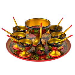 Золотая Хохлома / Set for ice cream "Zabava" 15 ave. With Khokhloma painting