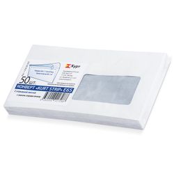 Envelopes E65 (110x220 mm), right window, tear strip, white, SET of 50 PCs., inner sealing