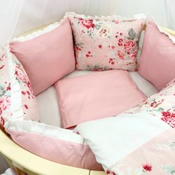 Dreams Store / Set of sides for a round baby cot "Peonies"