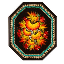 Сувениры из Н.Тагила / Souvenirs from N. Tagil / Tray "Octagonal. Rowan with malachite pattern", 30x25 cm