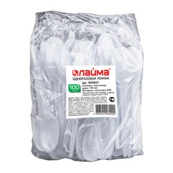 ЛАЙМА / Tek kullanımlık yemek kaşığı 165 mm, SET 100 adet, "BÜTÇE", plastik
