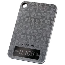 POLARIS / Kitchen scales PKS 0531ADL "Crystal", electronic display, max weight 5 kg, tare compensation, steel