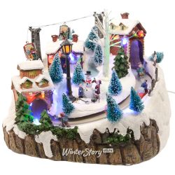 Kaemingk / Composição musical de Ano Novo Alpine Village 26 * 20 cm com iluminação LED e movimento