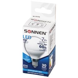 SONNEN / LED lamp 7 (60) W, base E14, ball, cold white light, LED G45-7W-4000-E14