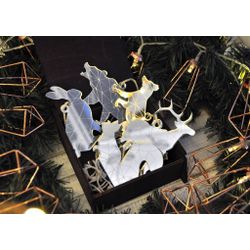 Ленивые Бобры / Lazy Beavers / Set of mirrored Christmas tree decorations "Siberia inside" in a gift box