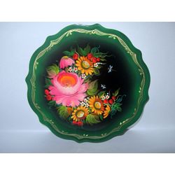 Сувениры из Н.Тагила / Souvenirs from N. Tagil / Tray "Baroque. Pink Rose", 19 cm