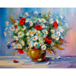 Опт-картина / Peinture par numéros 40x50 Bouquet de marguerites et coquelicots