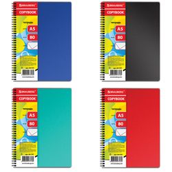 BRAUBERG / Notebook A5, 80 sh., Comb, cage, plastic cover, "OFFICE" / 4 pcs.