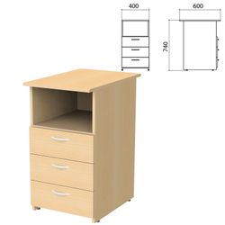 Side cabinet "Budget" 400х600х740 mm, 3 drawers, shelf, natural beech