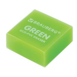 Ластик BRAUBERG "E-Color", 28х28х12 мм, цвет НЕОН ассорти, ЭКО-ПВХ