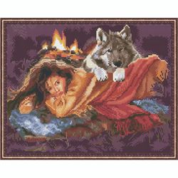 ВанГогВоМне / Diamantmosaik "Frau und Wolf" 40x50 cm