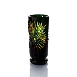 Гусевской Хрустальный завод / Crystal vase for flowers decorative "Bohemia" amber-green