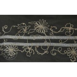Елецкие кружева / Yelets lace / Women's sundress with linen dark green embroidery