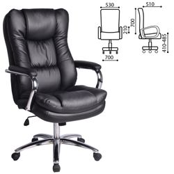 Silla de oficina BRABIX PREMIUM "Amadeus EX-507", cuero ecológico, cromo, negro